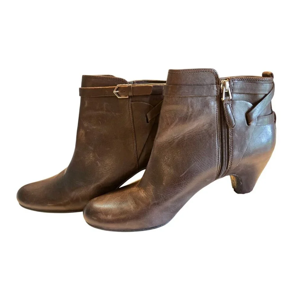Sam Eldeman Bootie Brown Leather Sz 10M Maddox Espresso Bean Ankle Boots